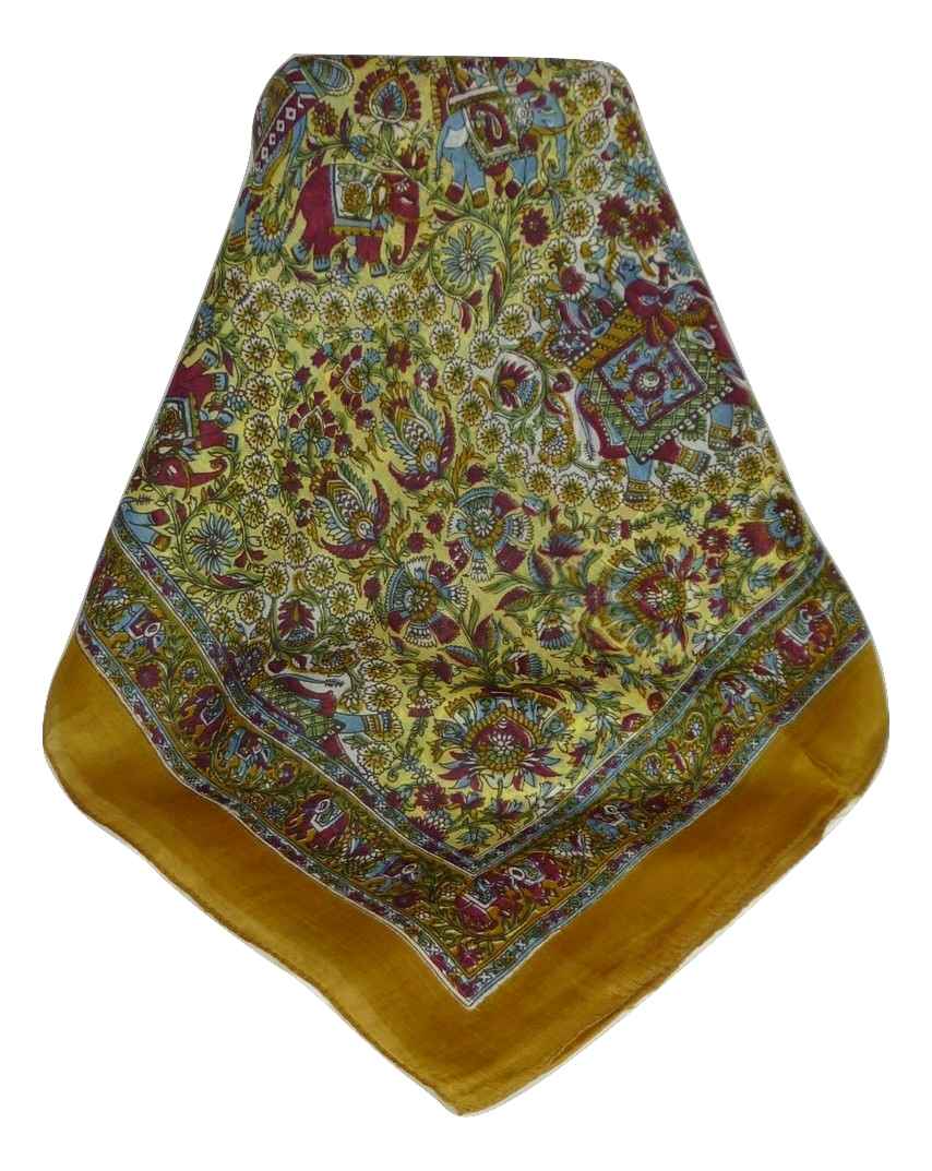 Tradizionale Sciarpa Quadrata di Seta Mani Gold di Pashmina & Silk