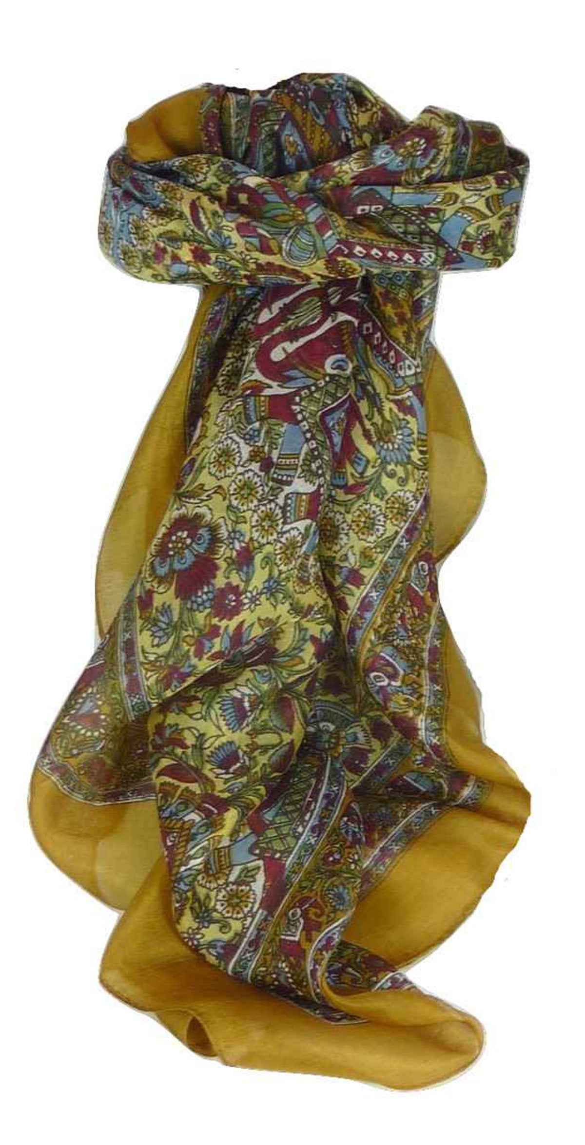 Tradizionale Sciarpa Quadrata di Seta Mani Gold di Pashmina & Silk