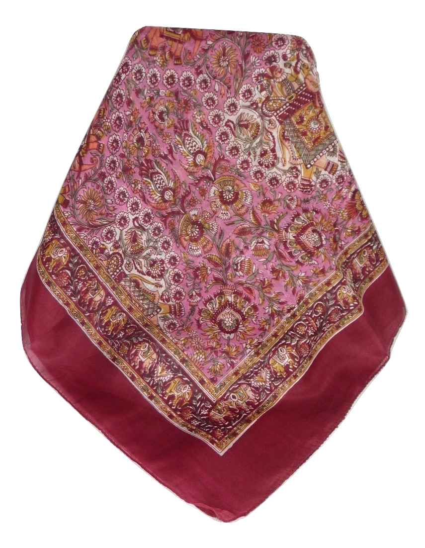 Tradizionale Sciarpa Quadrata di Seta Mani Wine di Pashmina & Silk