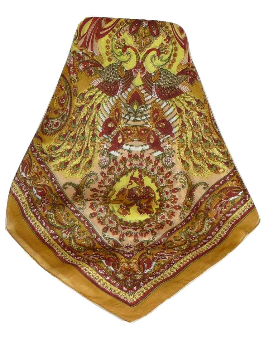 Mulberry Silk Traditional Square Scarf Vashta Gold by Pashmina & Silk