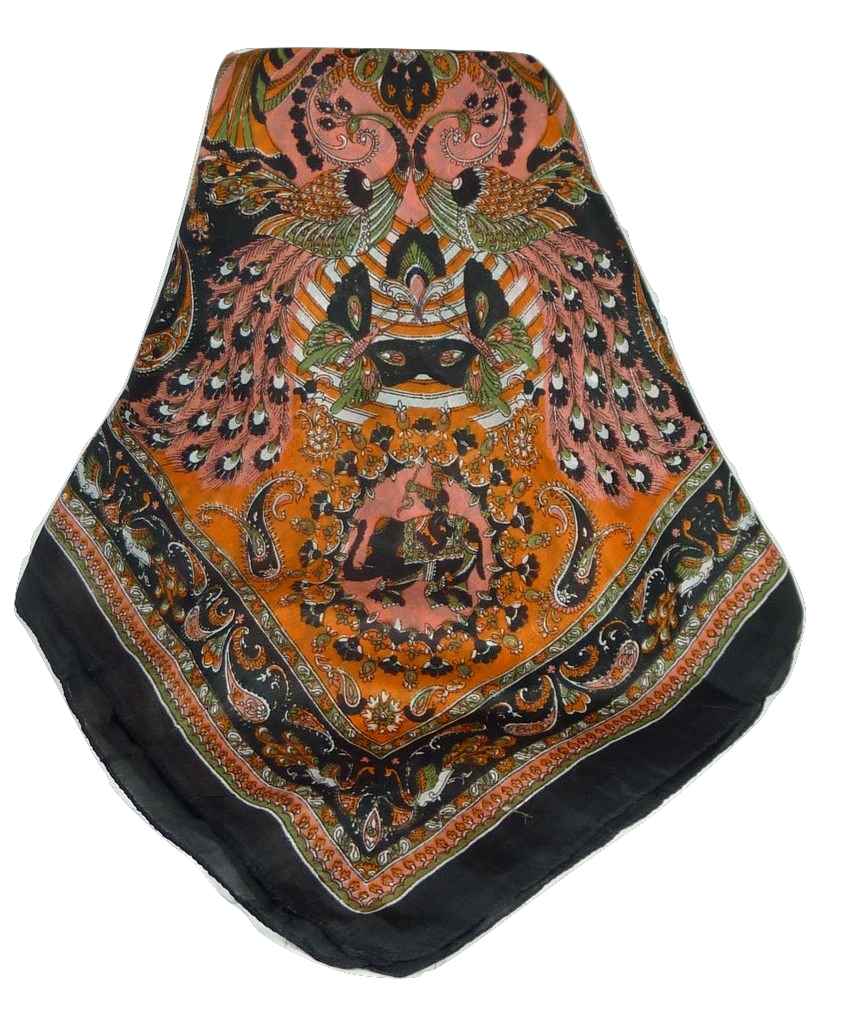 Mulberry Silk Traditional Square Scarf Vashta Black by Pashmina & Silk