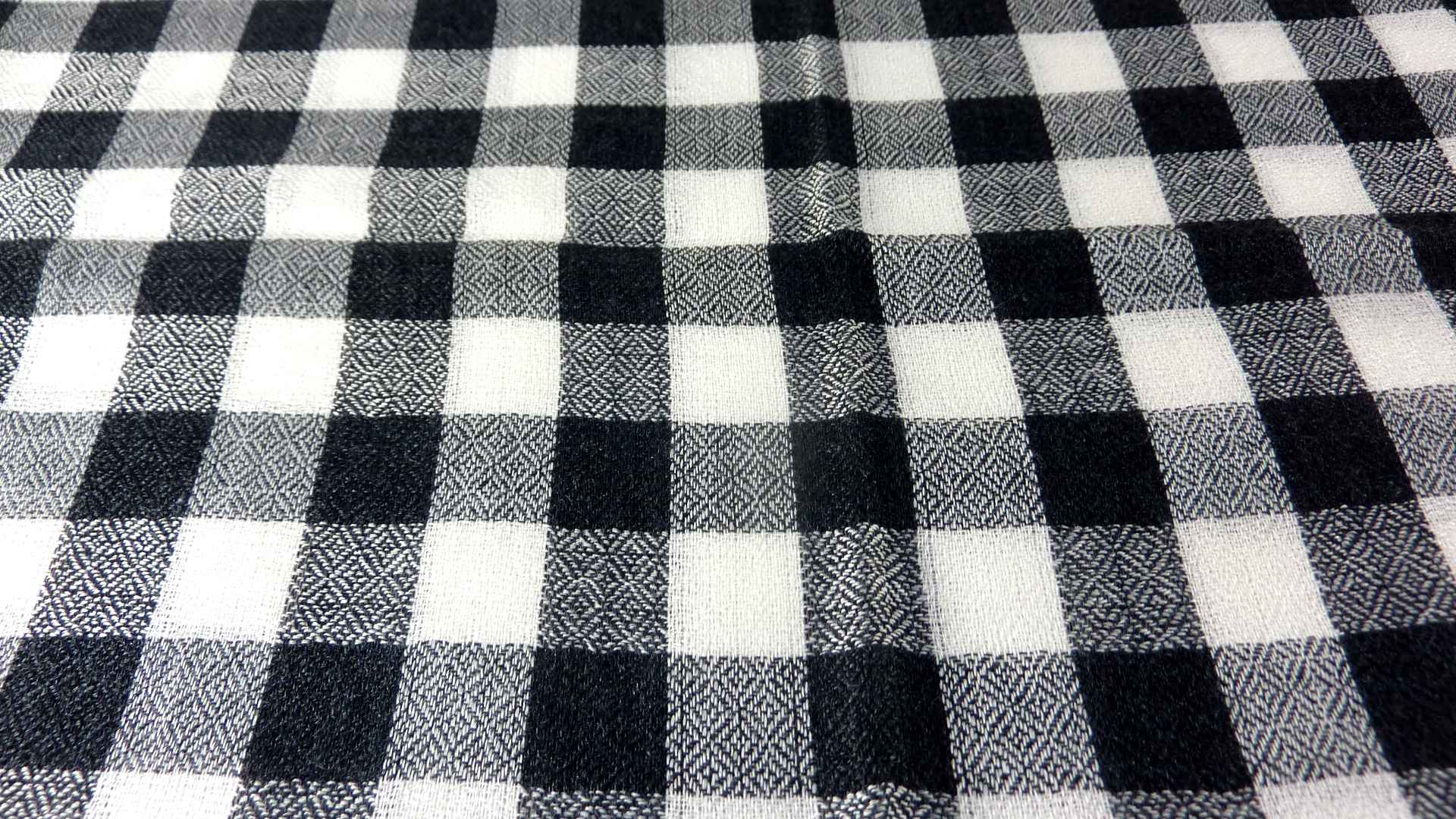 Cachemire Prima Qualità Sciarpa Jammu Check Black & Cream da Pashmina & Silk