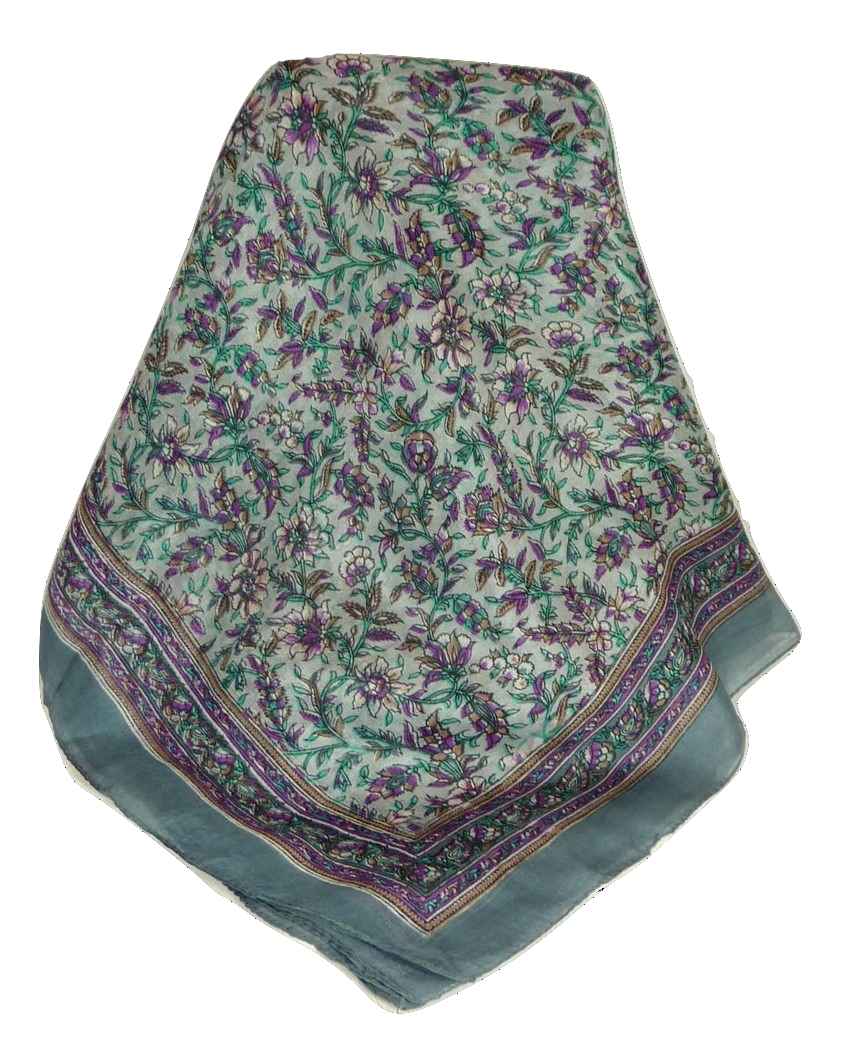 Tradizionale Sciarpa Quadrata di Seta Ulla Charcoal di Pashmina & Silk