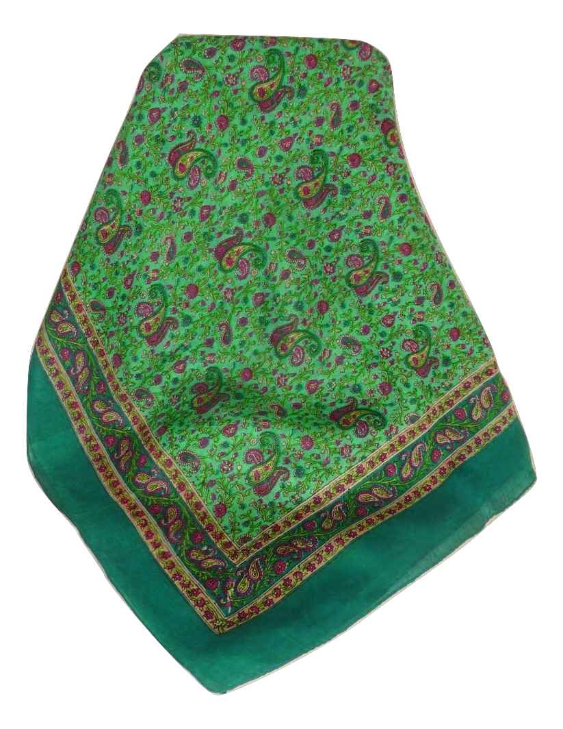 Tradizionale Sciarpa Quadrata di Seta Bashia Teal di Pashmina & Silk