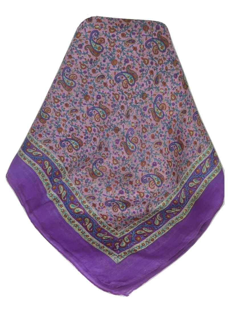 Tradizionale Sciarpa Quadrata di Seta Bashia Violet di Pashmina & Silk