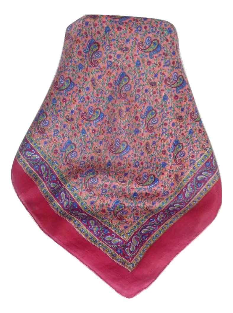 Tradizionale Sciarpa Quadrata di Seta Bashia Carnation di Pashmina & Silk