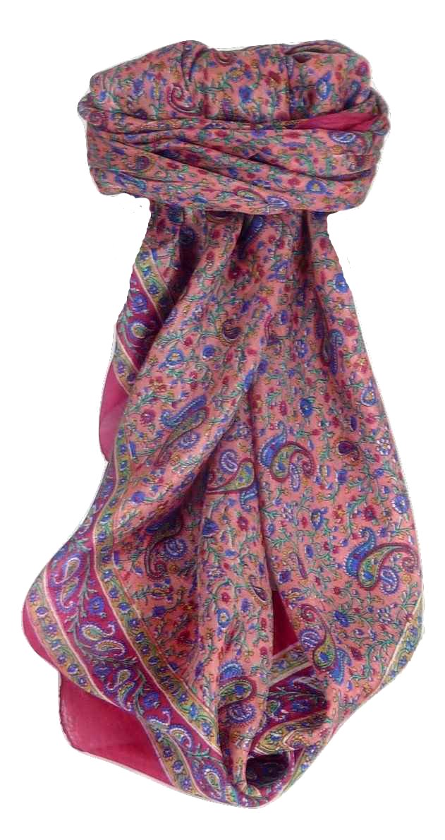 Tradizionale Sciarpa Quadrata di Seta Bashia Carnation di Pashmina & Silk