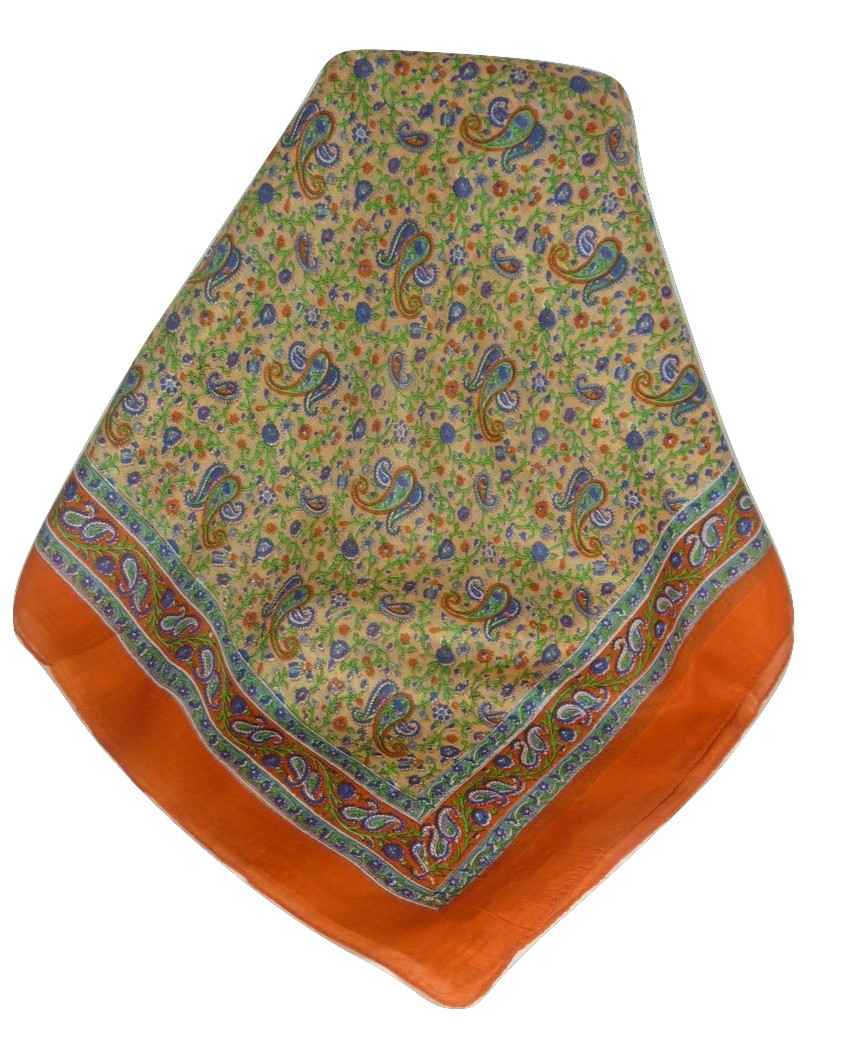 Tradizionale Sciarpa Quadrata di Seta Bashia Terracotta di Pashmina & Silk