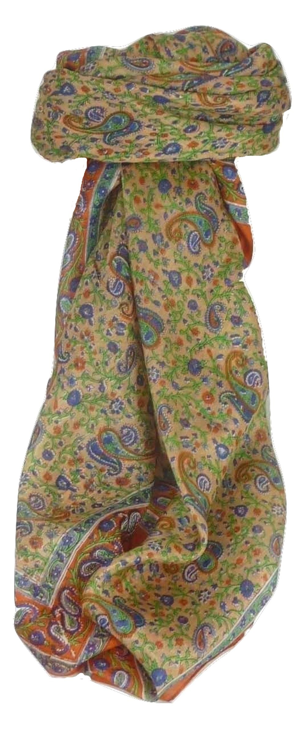 Tradizionale Sciarpa Quadrata di Seta Bashia Terracotta di Pashmina & Silk