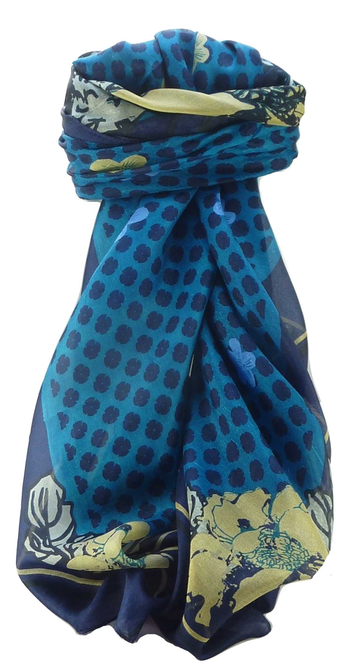 Mulberry Silk Contemporary Square Scarf Floral F216 by Pashmina & Silk