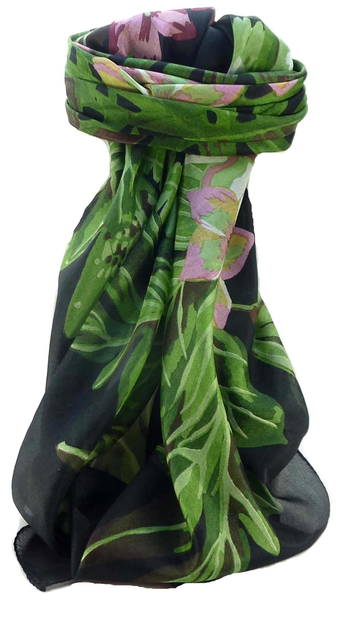 Mulberry Silk Contemporary Square Scarf Floral F218 by Pashmina & Silk