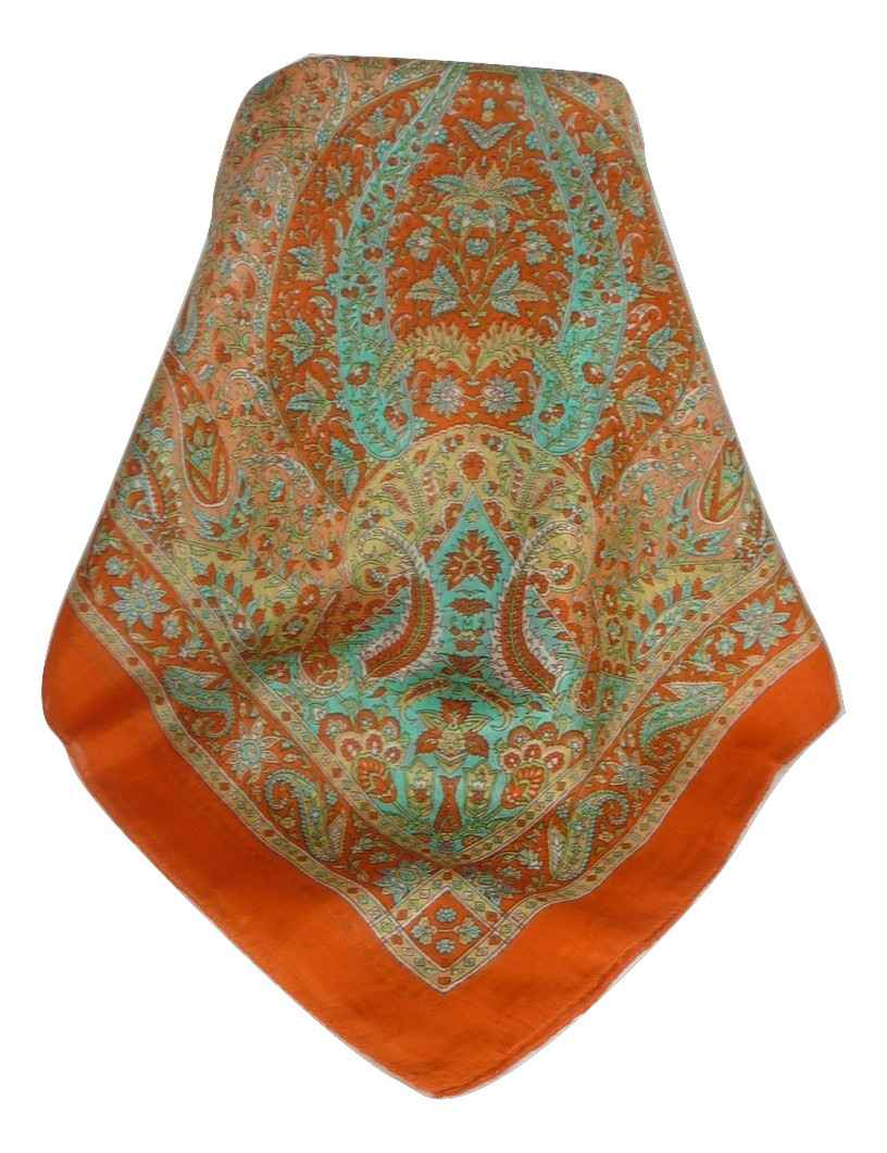 Tradizionale Sciarpa Quadrata di Seta Soli Terracotta di Pashmina & Silk
