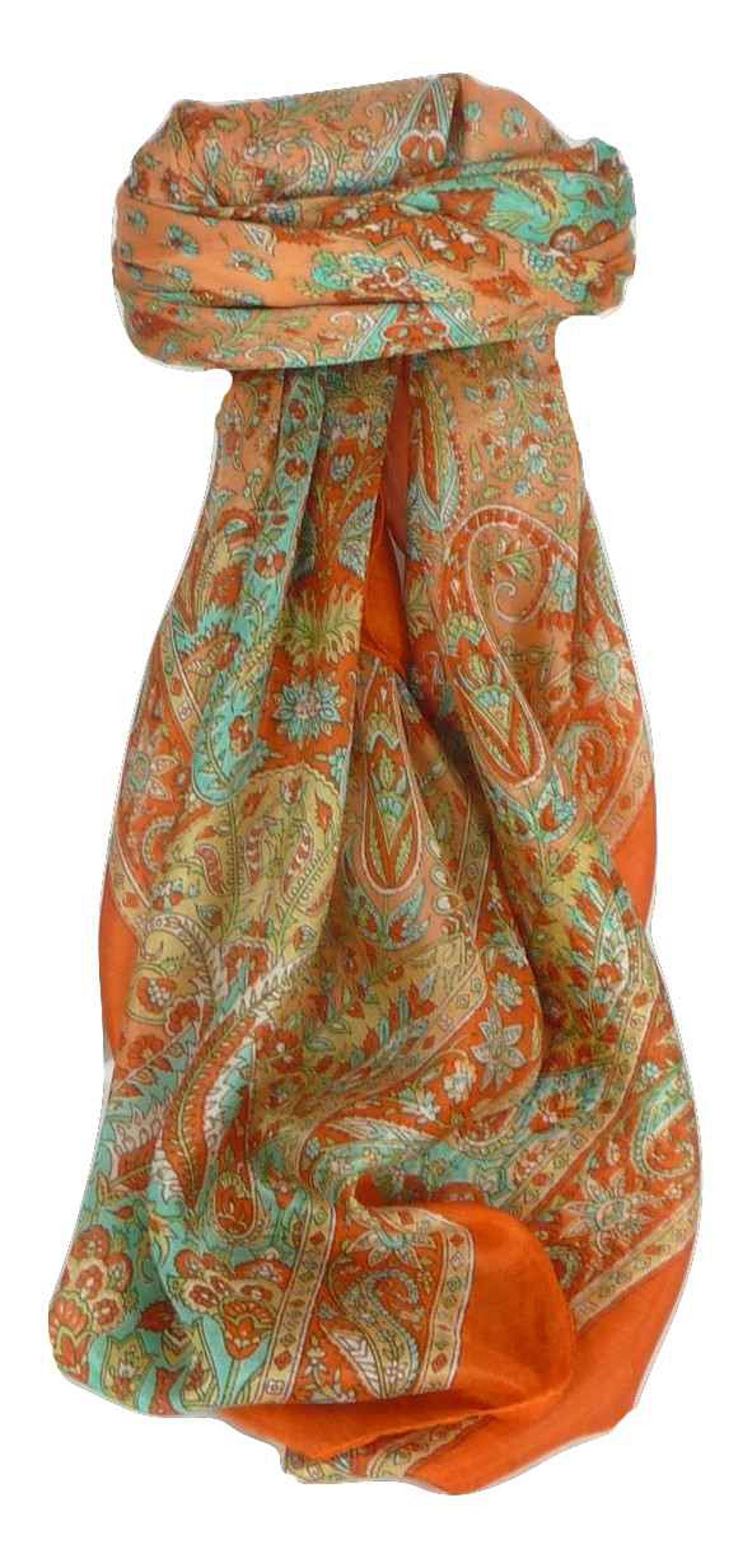 Tradizionale Sciarpa Quadrata di Seta Soli Terracotta di Pashmina & Silk