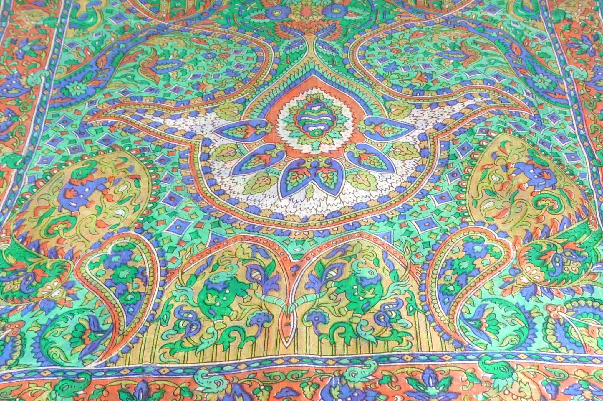 Mulberry Silk Traditional Long Scarf Rajeet Emerald by Pashmina & Silk