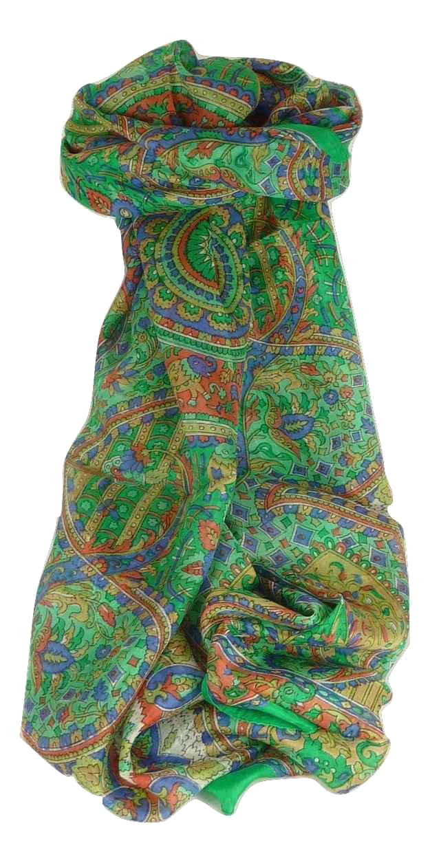 Mulberry Silk Traditional Long Scarf Rajeet Emerald by Pashmina & Silk