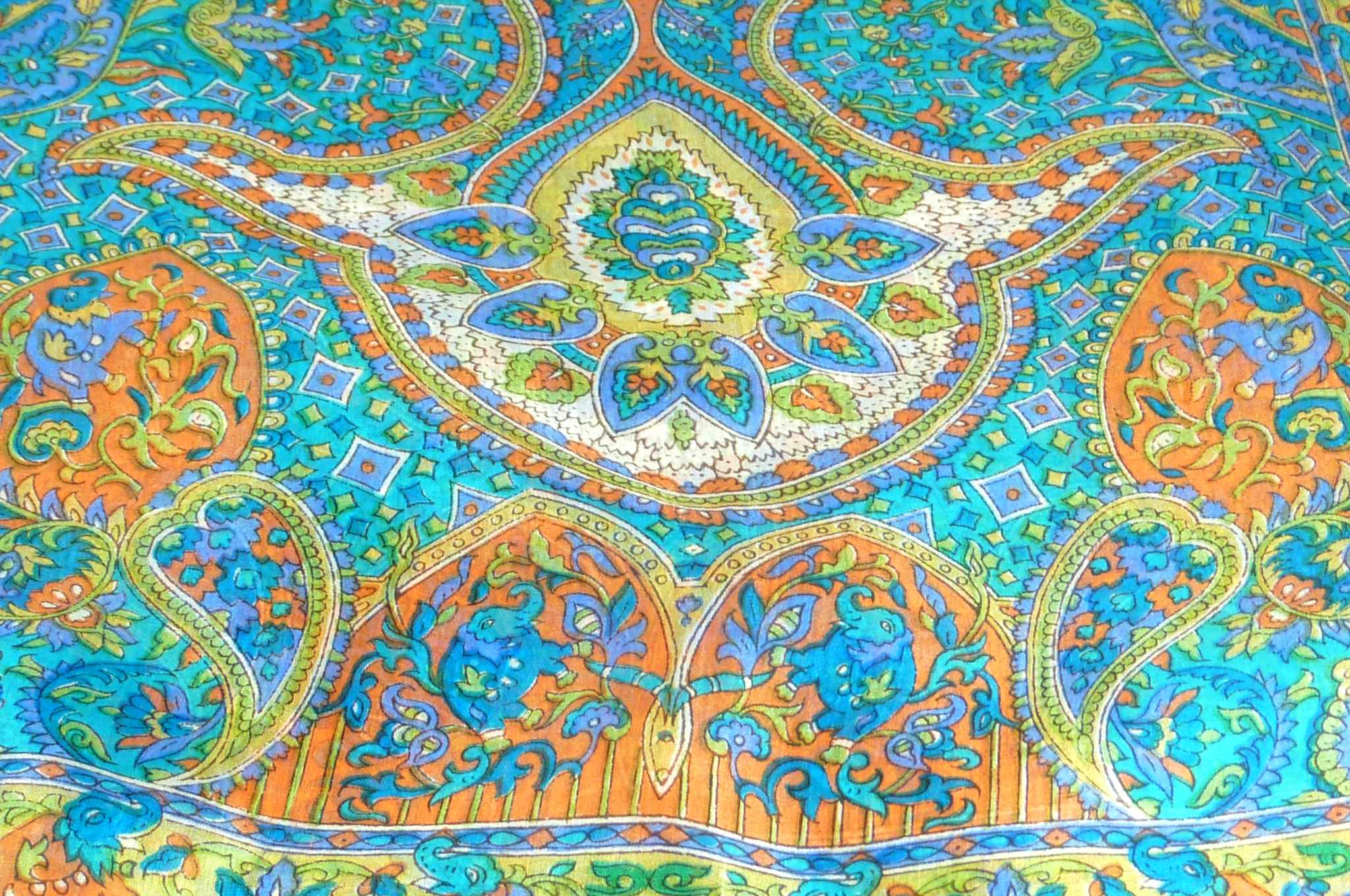 Mulberry Silk Traditional Long Scarf Rajeet Aquamarine by Pashmina & Silk