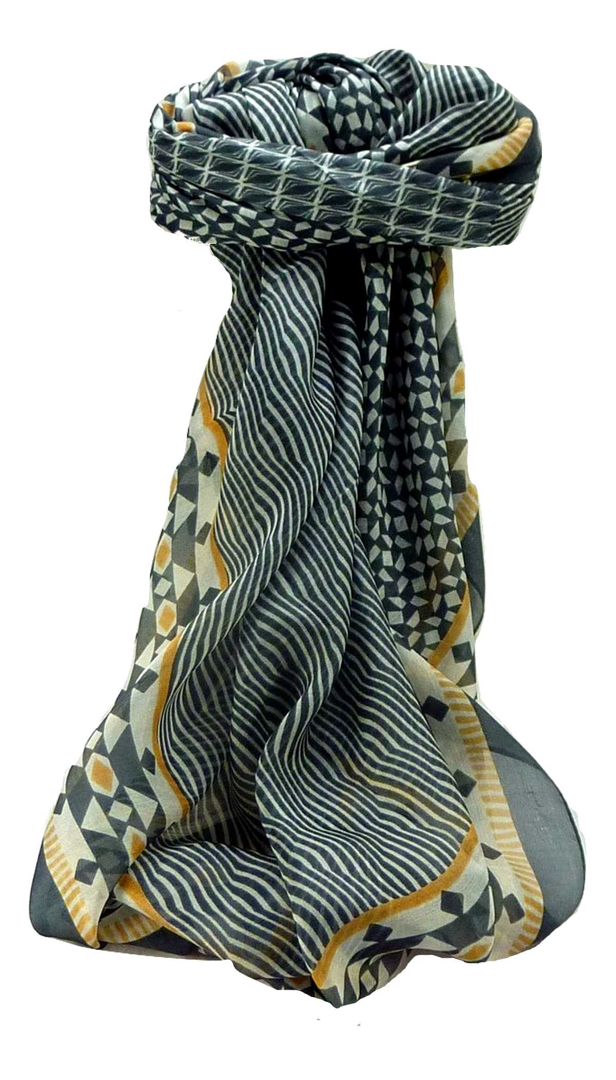 Mulberry Silk Contemporary Square Scarf Geometric G119 by Pashmina & Silk