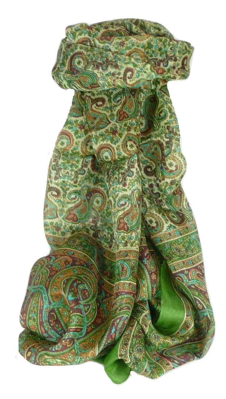 Mulberry Silk Traditional Long Scarf Dhobi Sage by Pashmina & Silk
