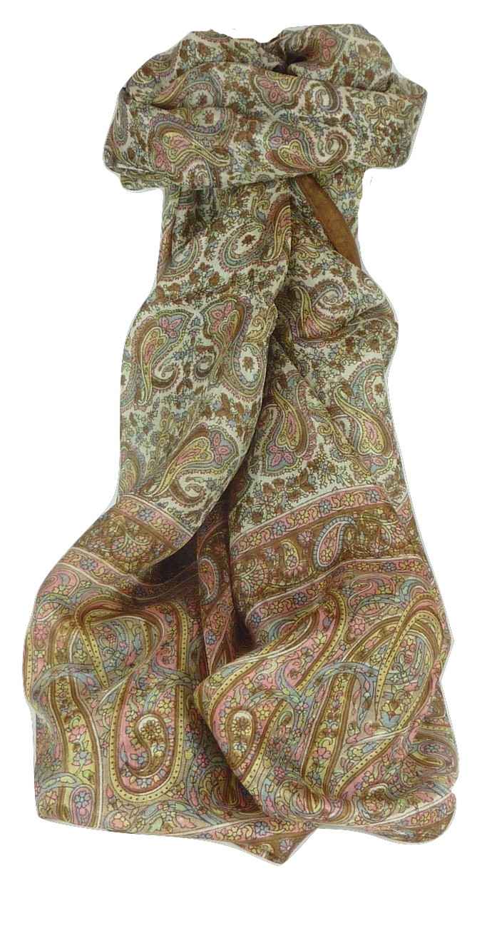 Mulberry Silk Traditional Long Scarf Dhobi Chestnut by Pashmina & Silk