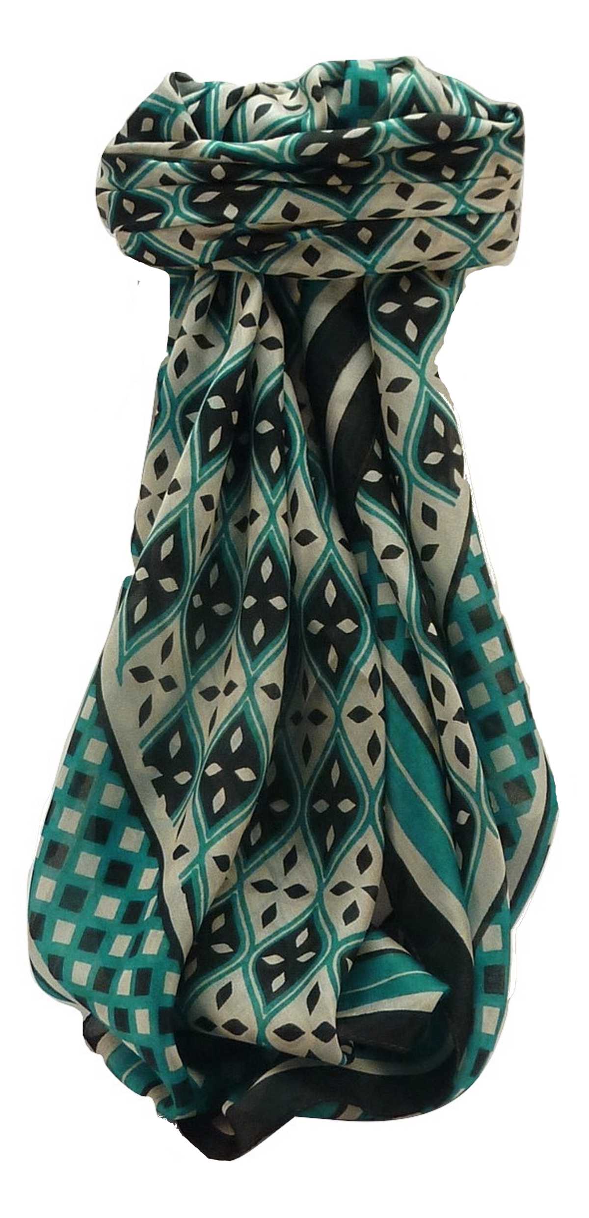 Mulberry Silk Contemporary Square Scarf Geometric G132 by Pashmina & Silk