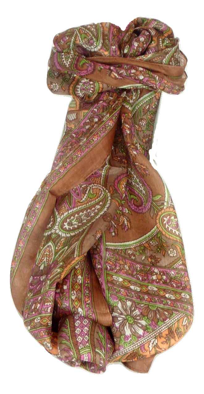 Tradizionale Sciarpa Longa di Seta Chawl Caramel di Pashmina & Silk