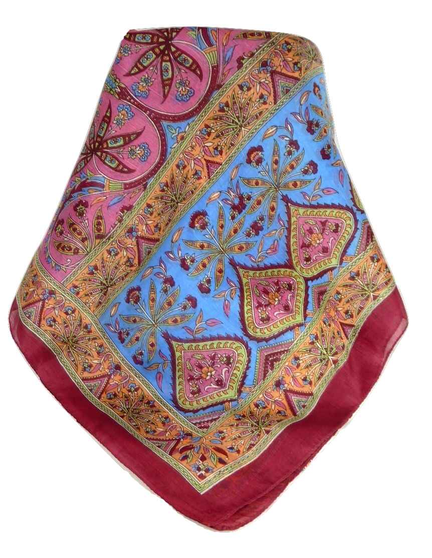 Mulberry Silk Traditional Long Scarf Chopra Wine by Pashmina & Silk