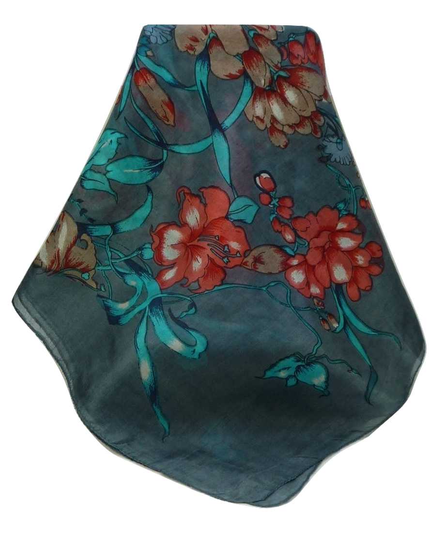 Sciarpa Quadrata Contemporary Seta di Gelso Jaitak Charcoal da Pashmina & Silk