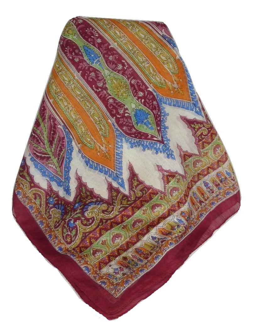 Tradizionale Sciarpa Longa di Seta Johal Wine di Pashmina & Silk