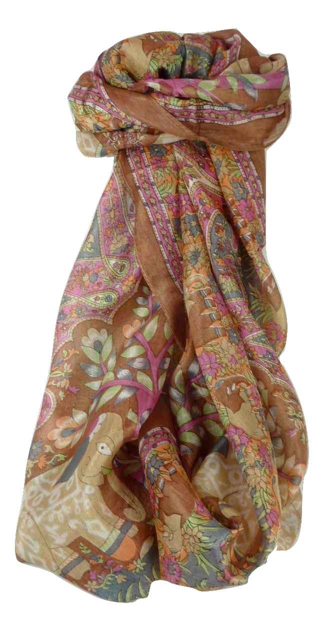 Foulard Traditional Soie de Mûrier Kibe Caramel de Pashmina & Silk 
