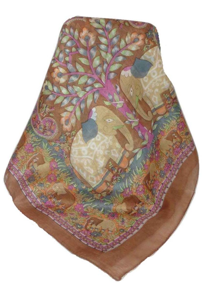 Foulard Traditional Soie de Mûrier Kibe Caramel de Pashmina & Silk 