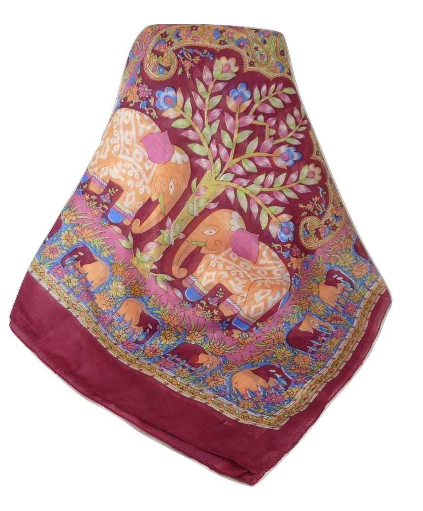 Foulard Traditional Soie de Mûrier Kibe Wine de Pashmina & Silk 