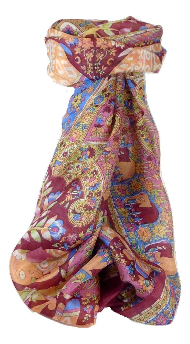Foulard Traditional Soie de Mûrier Kibe Wine de Pashmina & Silk 