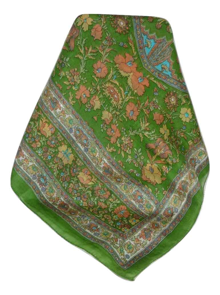 Tradizionale Sciarpa Longa di Seta Dhar Sage di Pashmina & Silk