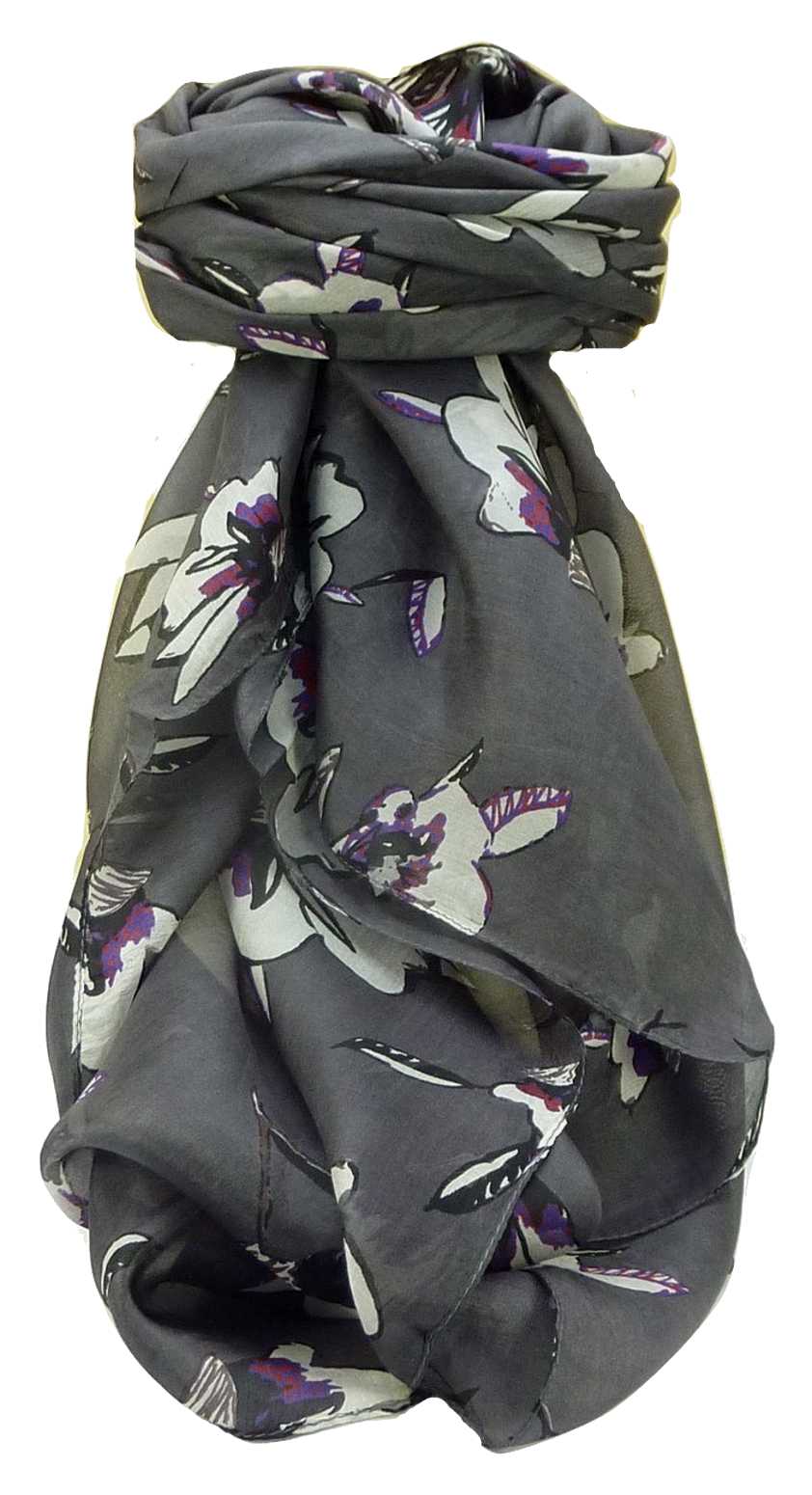 Mulberry Silk Contemporary Square Scarf Roha Charcoal by Pashmina & Silk