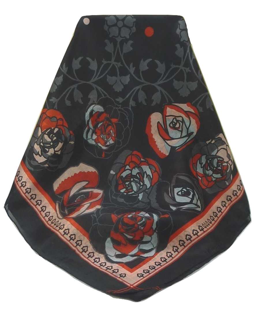 Mulberry Silk Contemporary Square Scarf Devi Black by Pashmina & Silk
