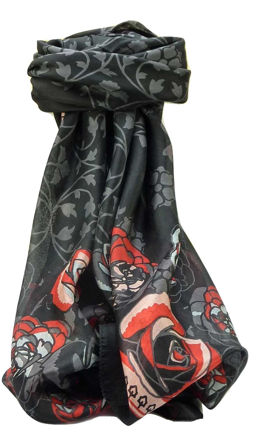 Mulberry Silk Contemporary Square Scarf Devi Black by Pashmina & Silk