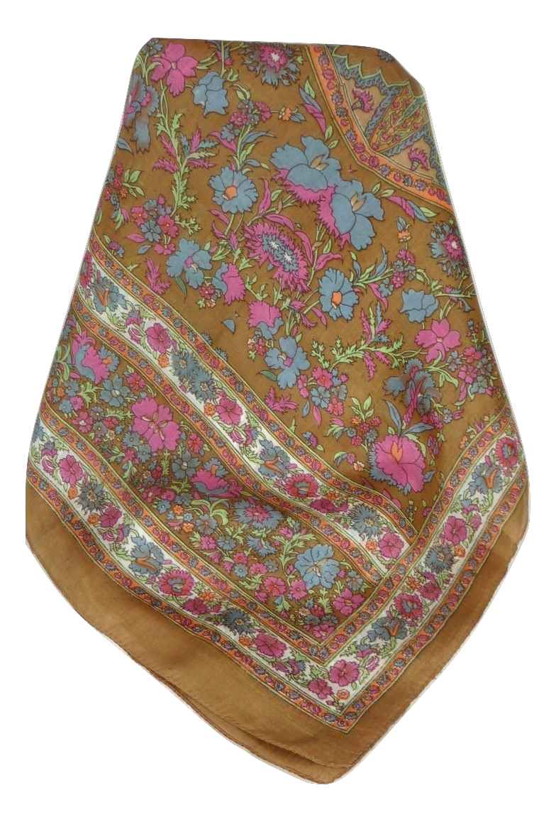 Tradizionale Sciarpa Longa di Seta Dhar Caramel di Pashmina & Silk