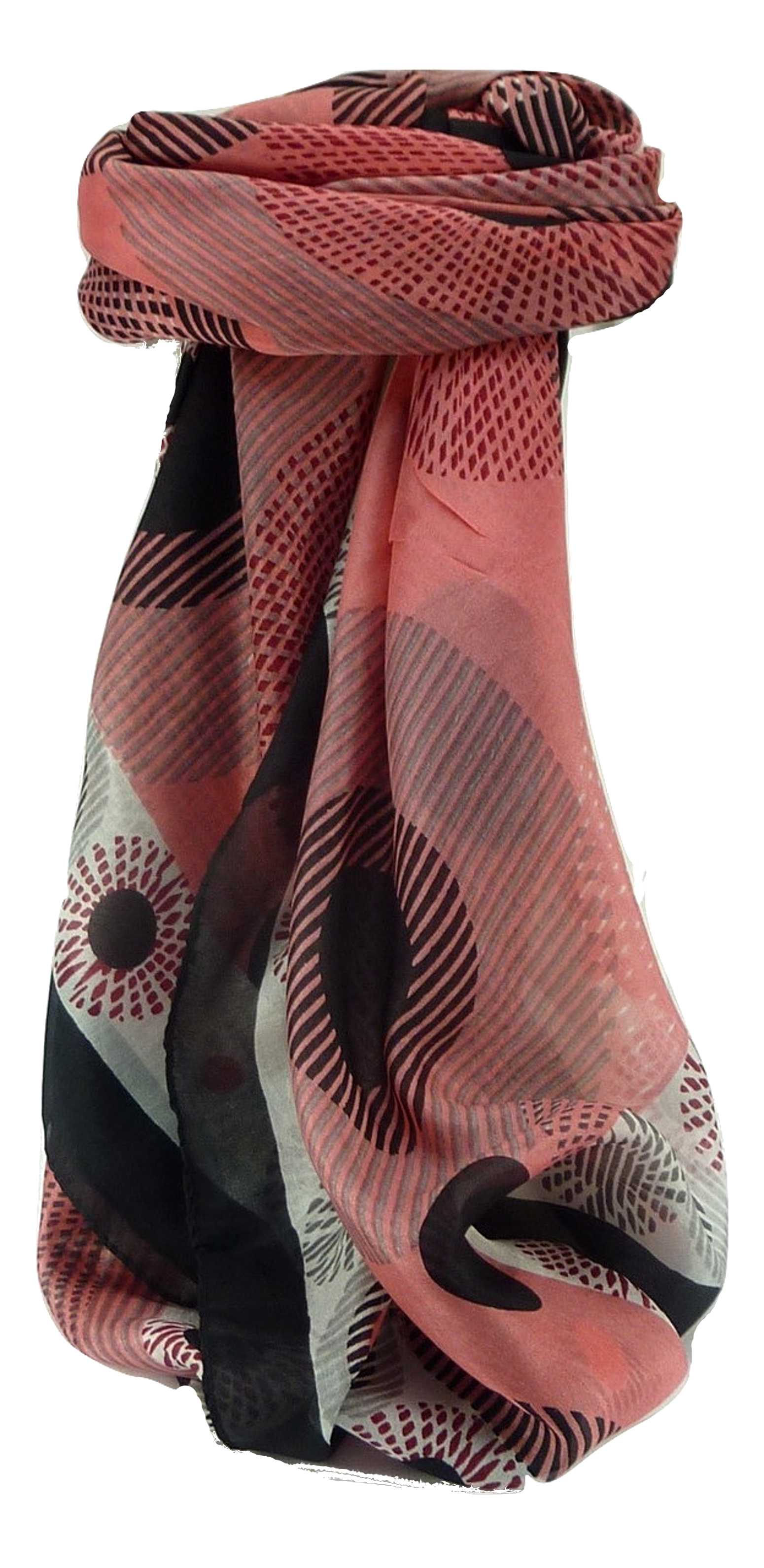 Mulberry Silk Contemporary Square Scarf Pamba Pink by Pashmina & Silk