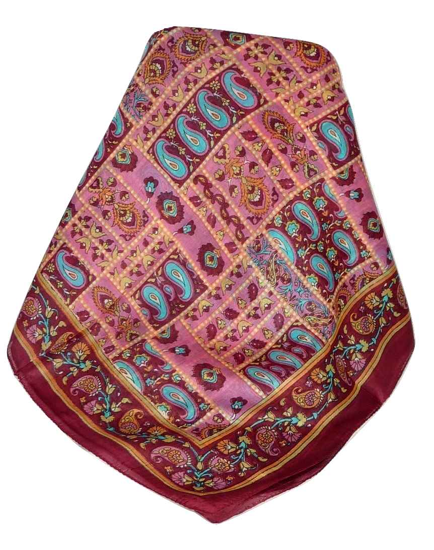 Tradizionale Sciarpa Longa di Seta Khosta Wine di Pashmina & Silk