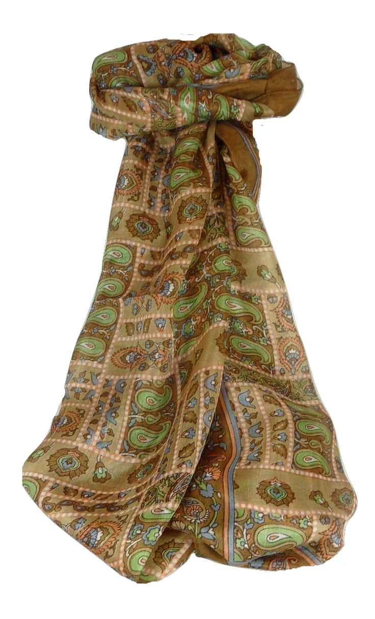 Tradizionale Sciarpa Longa di Seta Khosta Caramel di Pashmina & Silk