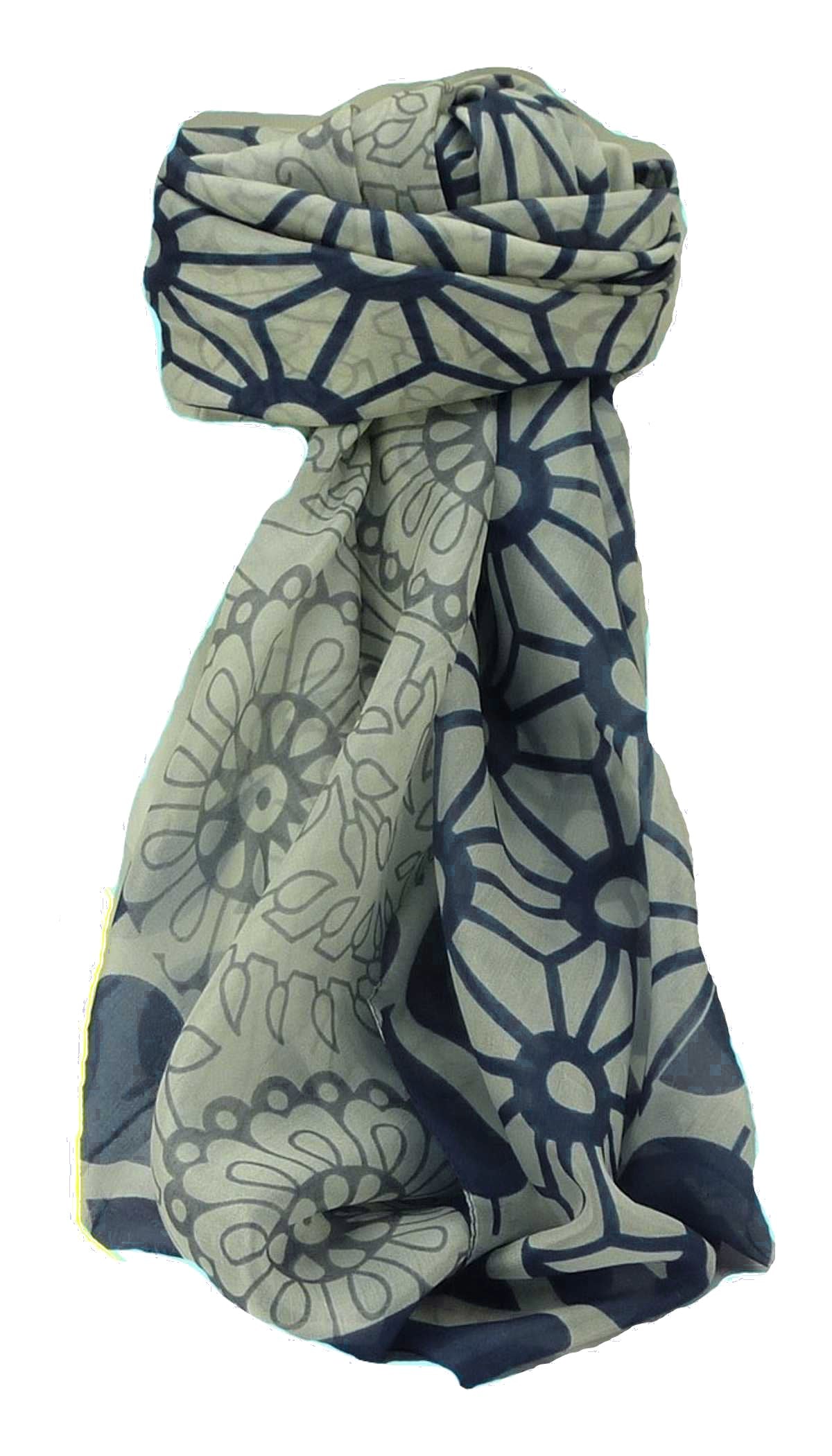 Mulberry Silk Contemporary Square Scarf Musi Blue by Pashmina & Silk