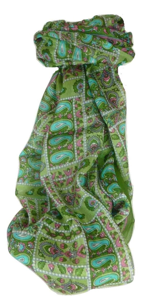 Tradizionale Sciarpa Longa di Seta Khosta Sage di Pashmina & Silk