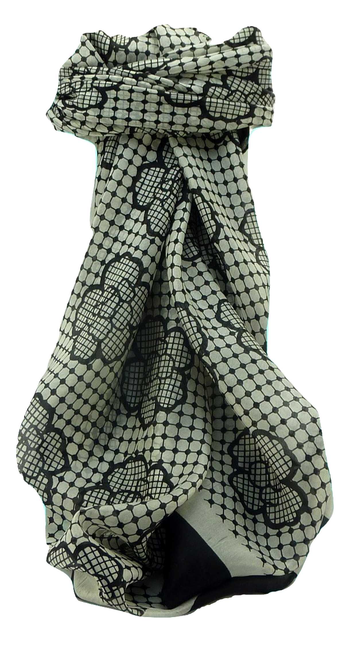 Mulberry Silk Contemporary Square Scarf Mirjan Black&White by Pashmina & Silk