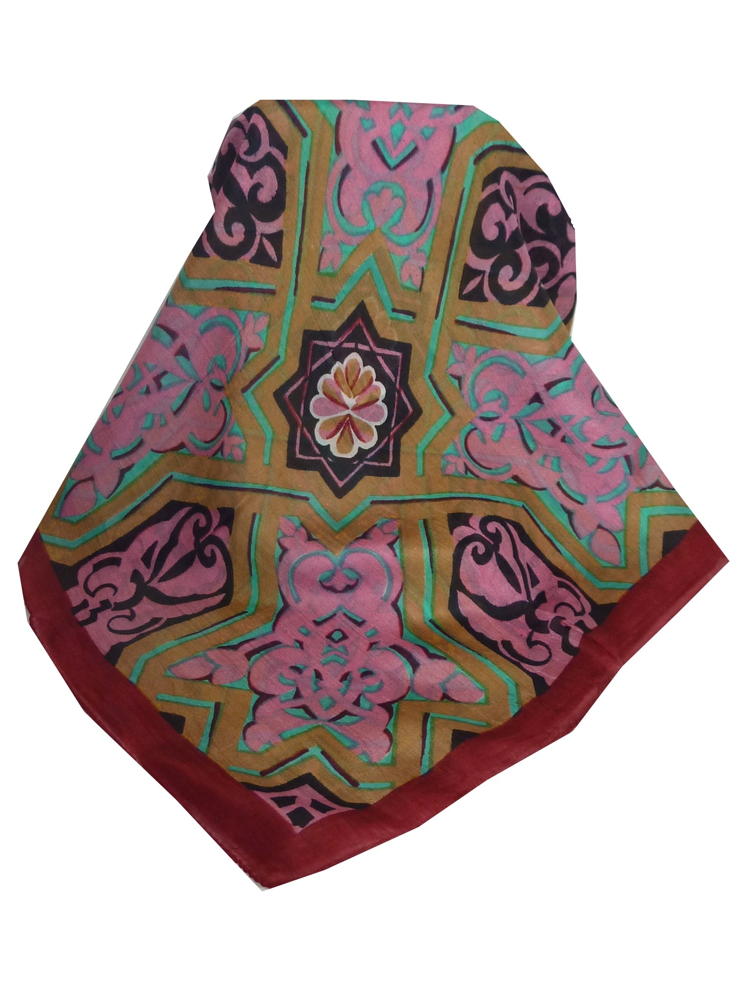 Mulberry Silk Contemporary Square Scarf Lyra Wine by Pashmina & Silk