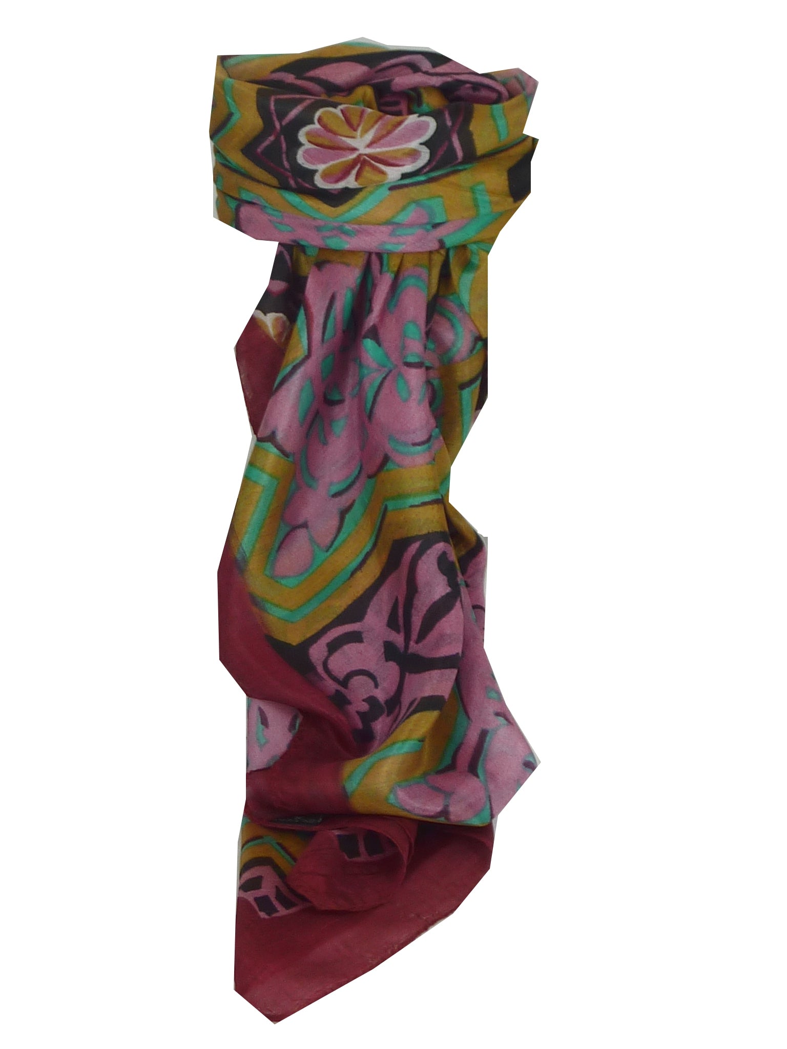 Mulberry Silk Contemporary Square Scarf Lyra Wine by Pashmina & Silk