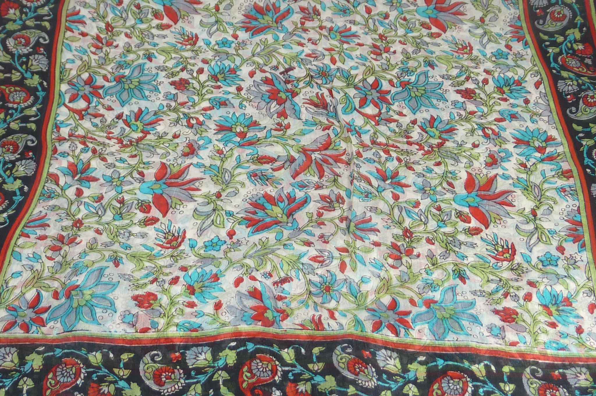 Mulberry Silk Traditional Long Scarf Sarita Black by Pashmina & Silk