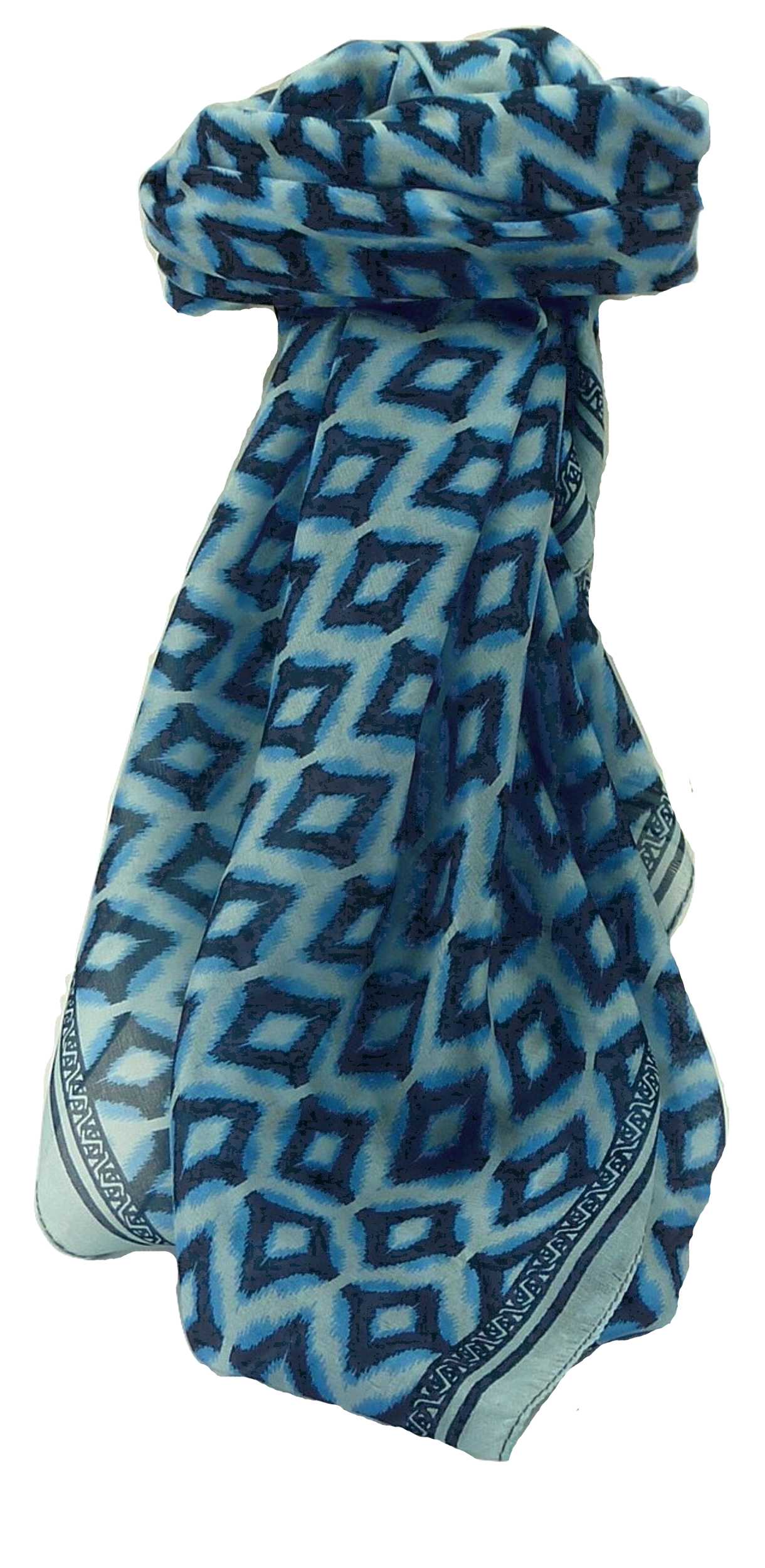 Mulberry Silk Contemporary Square Scarf Mahi Blue by Pashmina & Silk