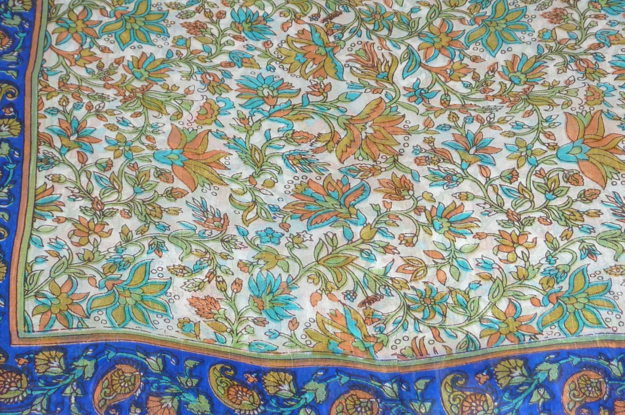 Mulberry Silk Traditional Long Scarf Sarita Blue by Pashmina & Silk