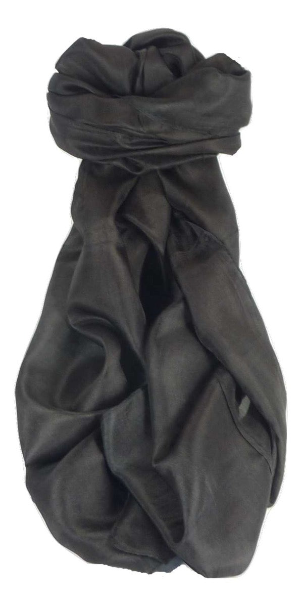 Mens Mulberry Silk Hand Dyed Long Scarf Black from Pashmina & Silk