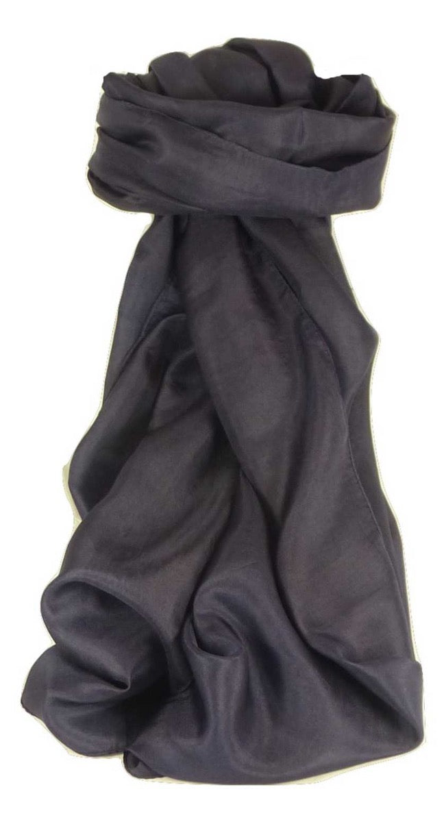 Per Uomo Sciarpa Lunga Seta di Gelso Dark Blue da Pashmina & Silk